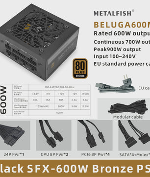 METALFISH SFX 500W/600W 80+ Bronze Volledig Modulaire Voeding voor Mini ITX PC