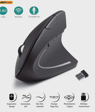 Ergonomische Verticale Draadloze Muis met Instelbare DPI voor PC en Laptop