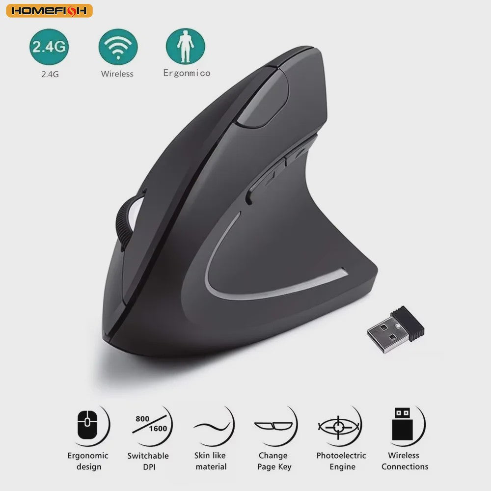 Ergonomische Verticale Draadloze Muis met Instelbare DPI voor PC en Laptop