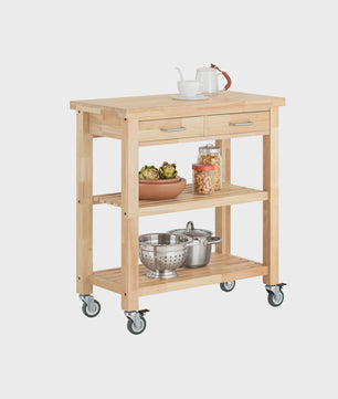 SoBuy Keukentrolley met Wielen en Lades - Rubber Hout - 80x40x90 cm