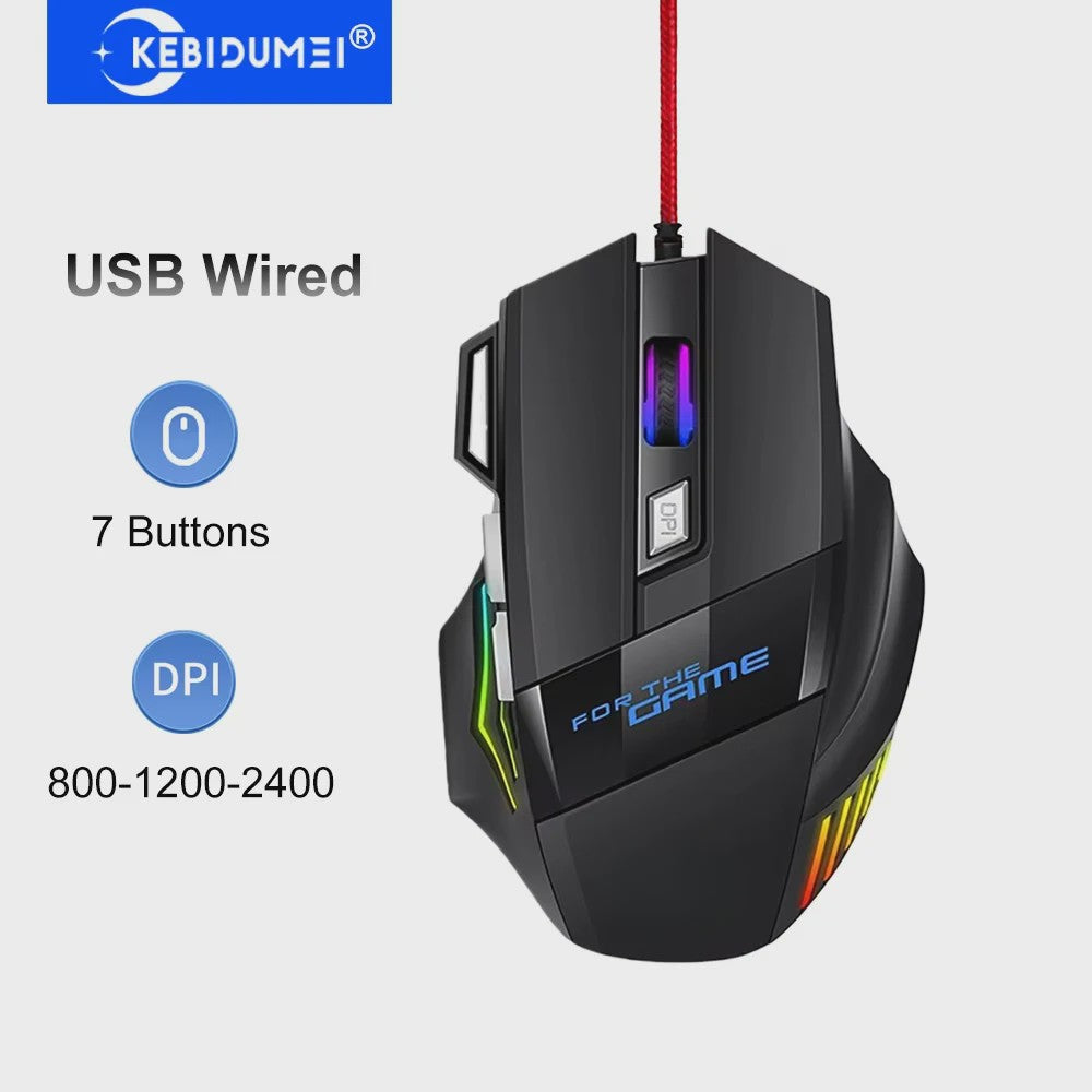 Ergonomische Gaming Muis met RGB Verlichting - 7 Knoppen, Bedraad, Plug & Play