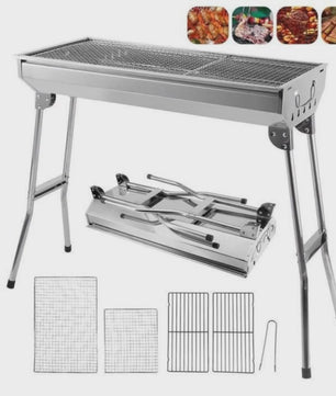 Klapbare RVS Houtskool BBQ Grill - Draagbaar & Compact voor Buitenfeesten