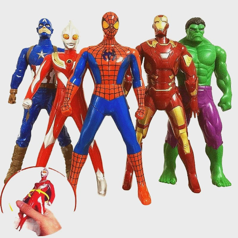 5-delige Actiehelden Figuren Set - Spiderman, Iron Man, Hulk, Captain America & Ultraman