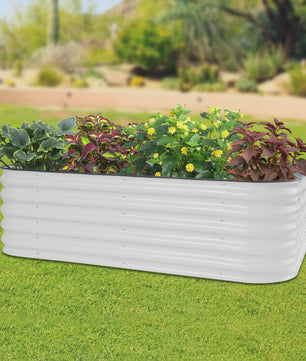 Verhoogd Plantenbed Verzinkt Staal Ovaal 195x60x43cm - Wit/Lichtgrijs