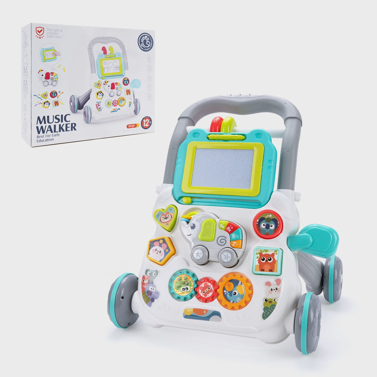 Multifunctionele Loopwagen met Muziek en Tekenbord voor Baby's (12M+)