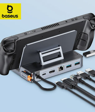Baseus 6-in-1 USB-C Docking Station voor Steam Deck & Nintendo Switch - 4K@60Hz HDMI, Gigabit Ethernet, USB 3.0