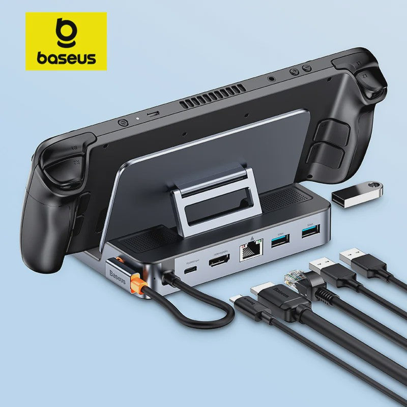 Baseus 6-in-1 USB-C Docking Station voor Steam Deck & Nintendo Switch - 4K@60Hz HDMI, Gigabit Ethernet, USB 3.0