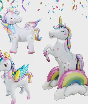 Reuze 3D Staande Eenhoorn Folieballon - Magische Regenboog & Wolk Decoratie voor Kinderfeestjes en Babyshowers