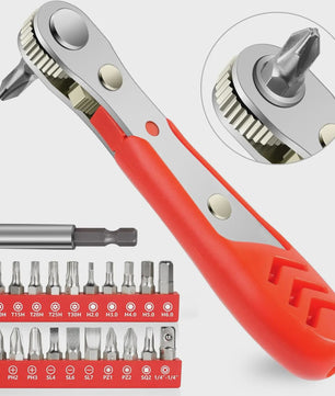 22-delige Ratelschroevendraaierset met Magnetische Bits voor Kleine Ruimtes