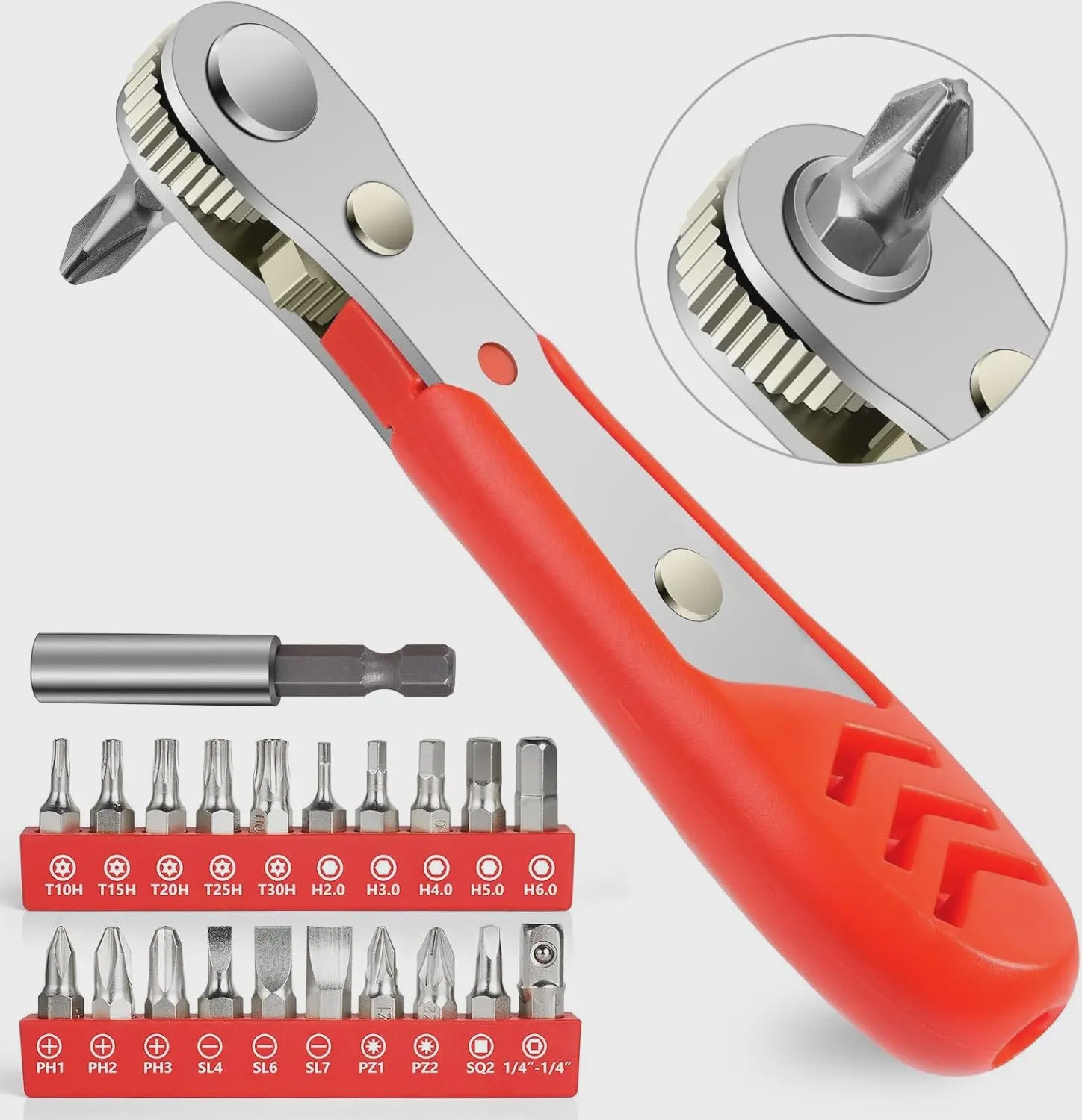 22-delige Ratelschroevendraaierset met Magnetische Bits voor Kleine Ruimtes