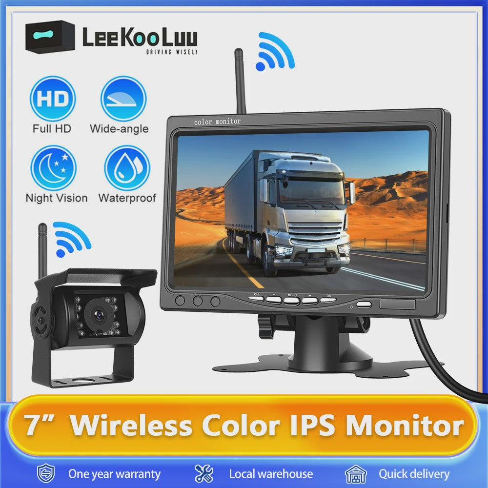 Draadloze Achteruitrijcamera met 7" HD IPS Scherm voor Vrachtwagen, Bus, Camper