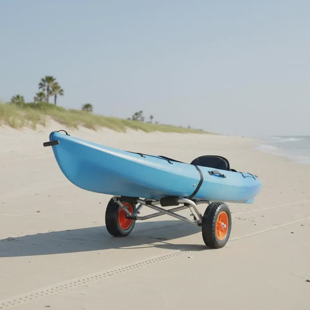 Opvouwbare Kajakkar / Kano Trolley met 10-inch Massieve Banden & Spanband - 113 kg