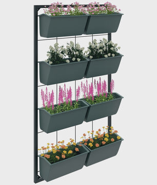 Verticale Plantenstandaard Muurbevestiging - 4 Lagen, 8 Bakken - Duurzaam Staal