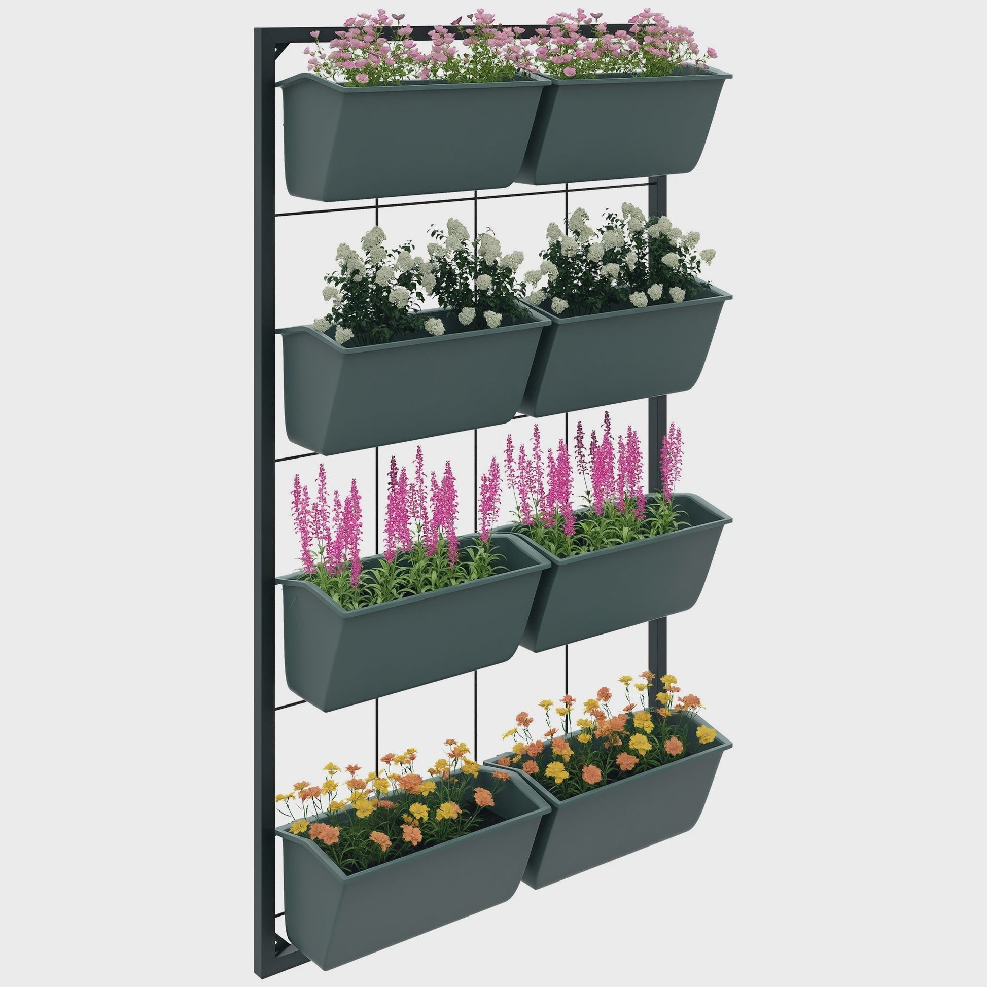 Verticale Plantenstandaard Muurbevestiging - 4 Lagen, 8 Bakken - Duurzaam Staal