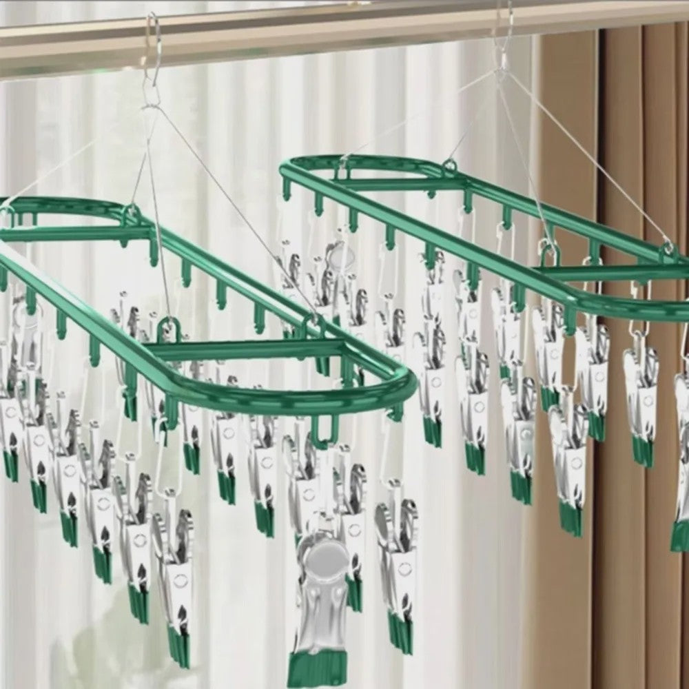 Droogrek met 20 Clips - RVS Sokkenhanger voor Ondergoed & Kleine Was