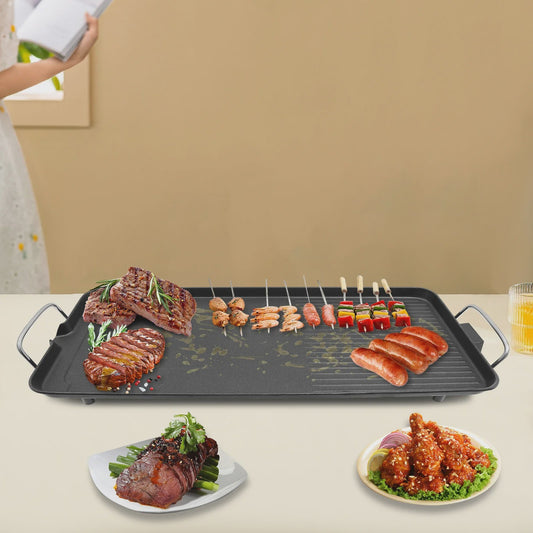 Elektrische Grillplaat 1500W - Indoor/Outdoor BBQ met Antiaanbaklaag & Temperatuurregeling