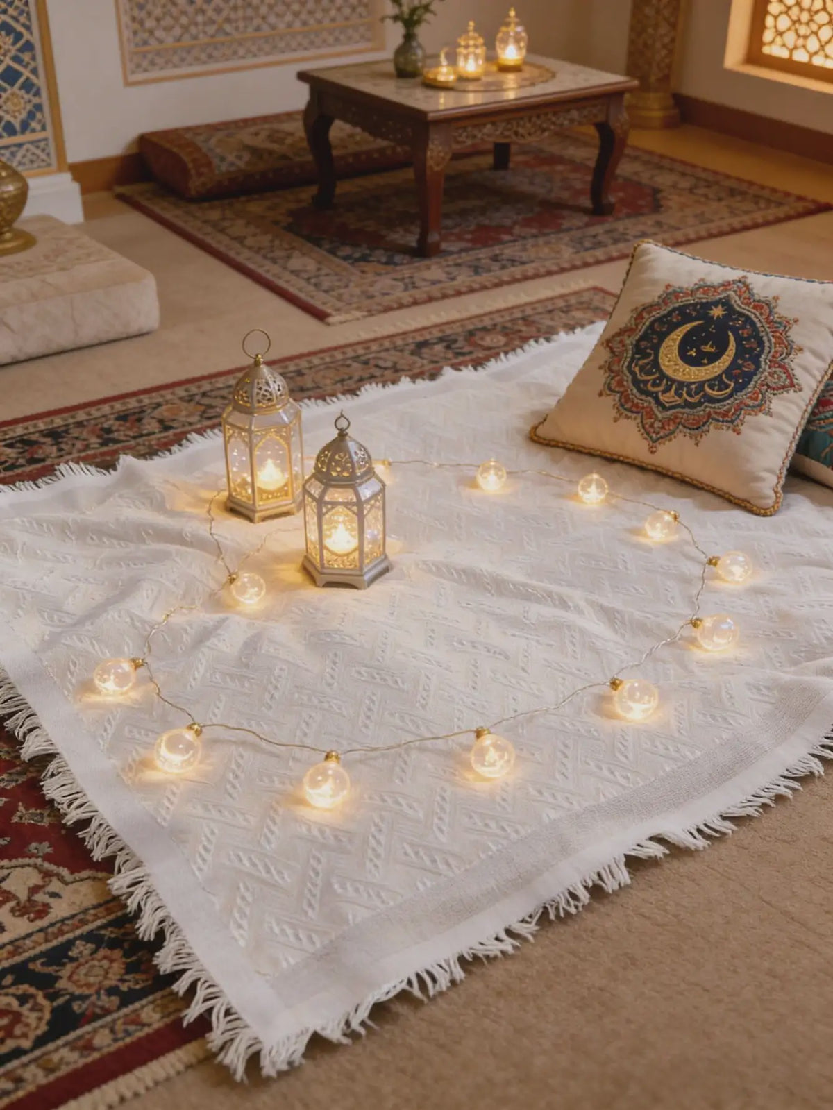 Boho Gebedskleed & Picknickkleed - Katoen Blend met Franje, Ideaal voor Yoga, Meditatie en Ramadan