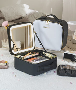Draagbare Make-up Koffer met Verlichte Spiegel en Verstelbare Vakken - Ideaal voor Cosmetica & Cadeau