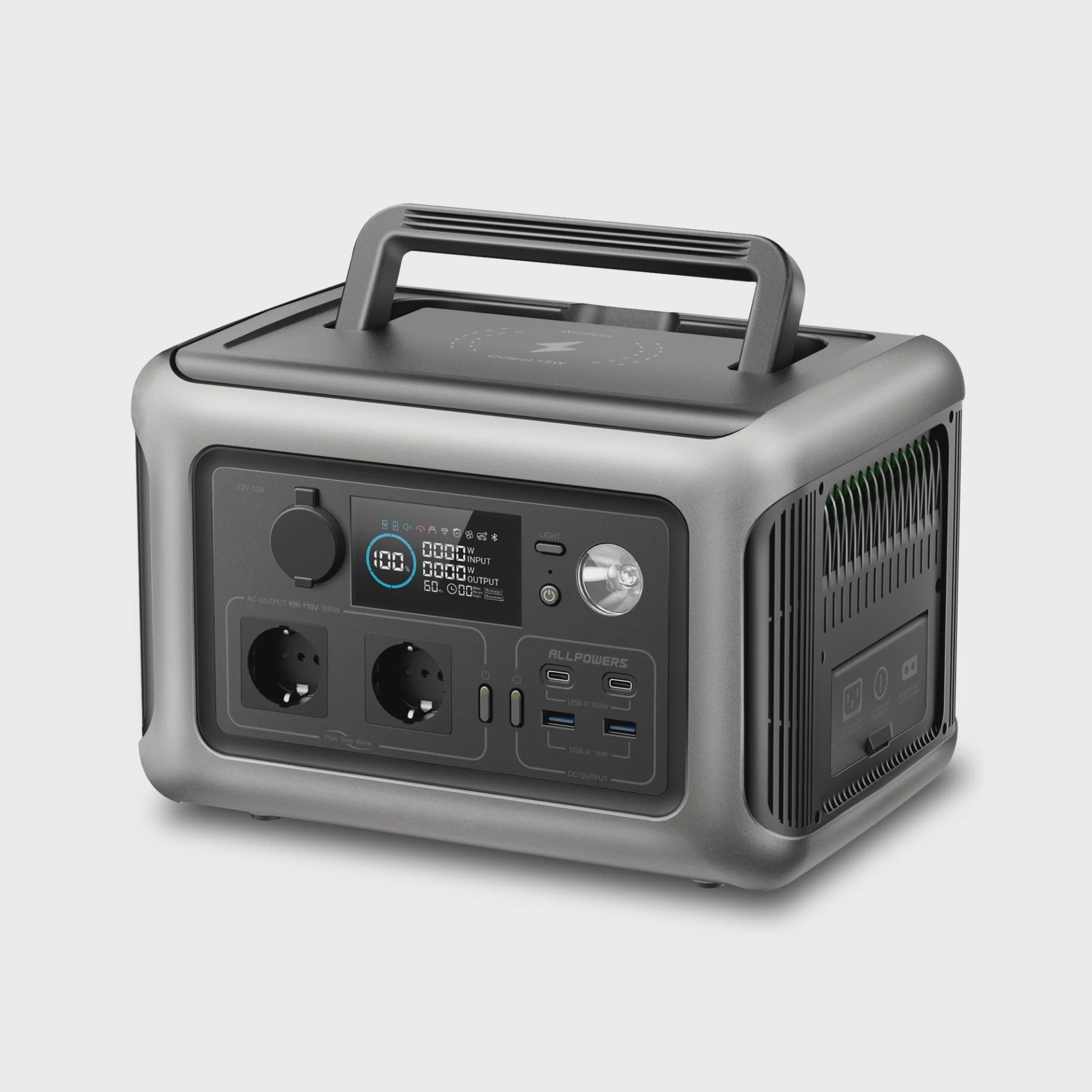 ALLPOWERS R600 Powerstation: 299Wh LiFePO4, 600W AC (1200W surge) - Draagbaar voor Camping & Thuis