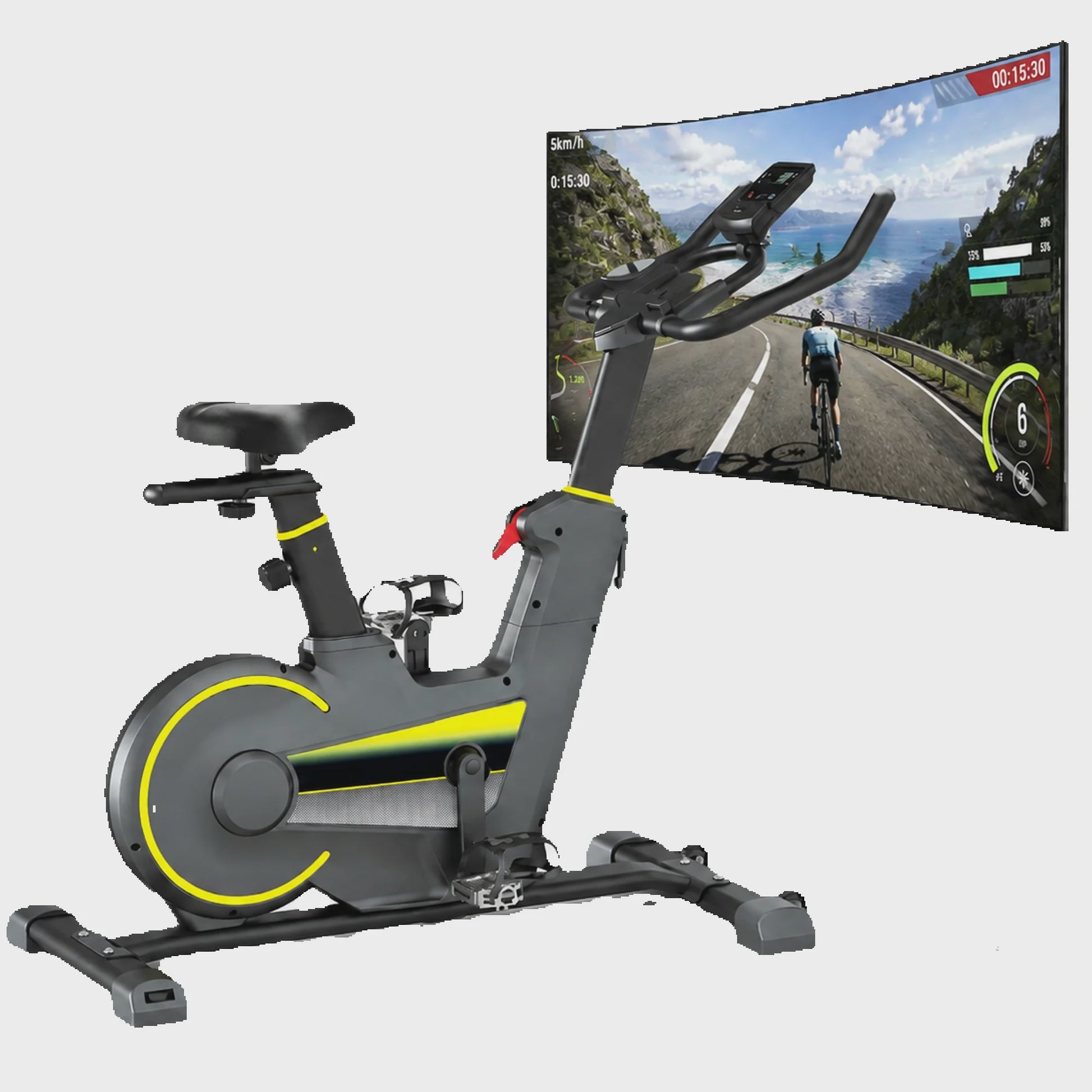 Indoor Hometrainer Fiets met Smart APP & LCD Display - Stil & Verstelbaar