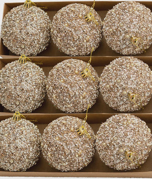 Kerstballen Champagne Goud Glitter 6cm - Set van 6, 12, 18, 24 of 30 stuks