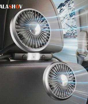 Dubbele USB Ventilator met 360° Rotatie en LED Verlichting - Krachtige Koeling voor Auto en Thuis