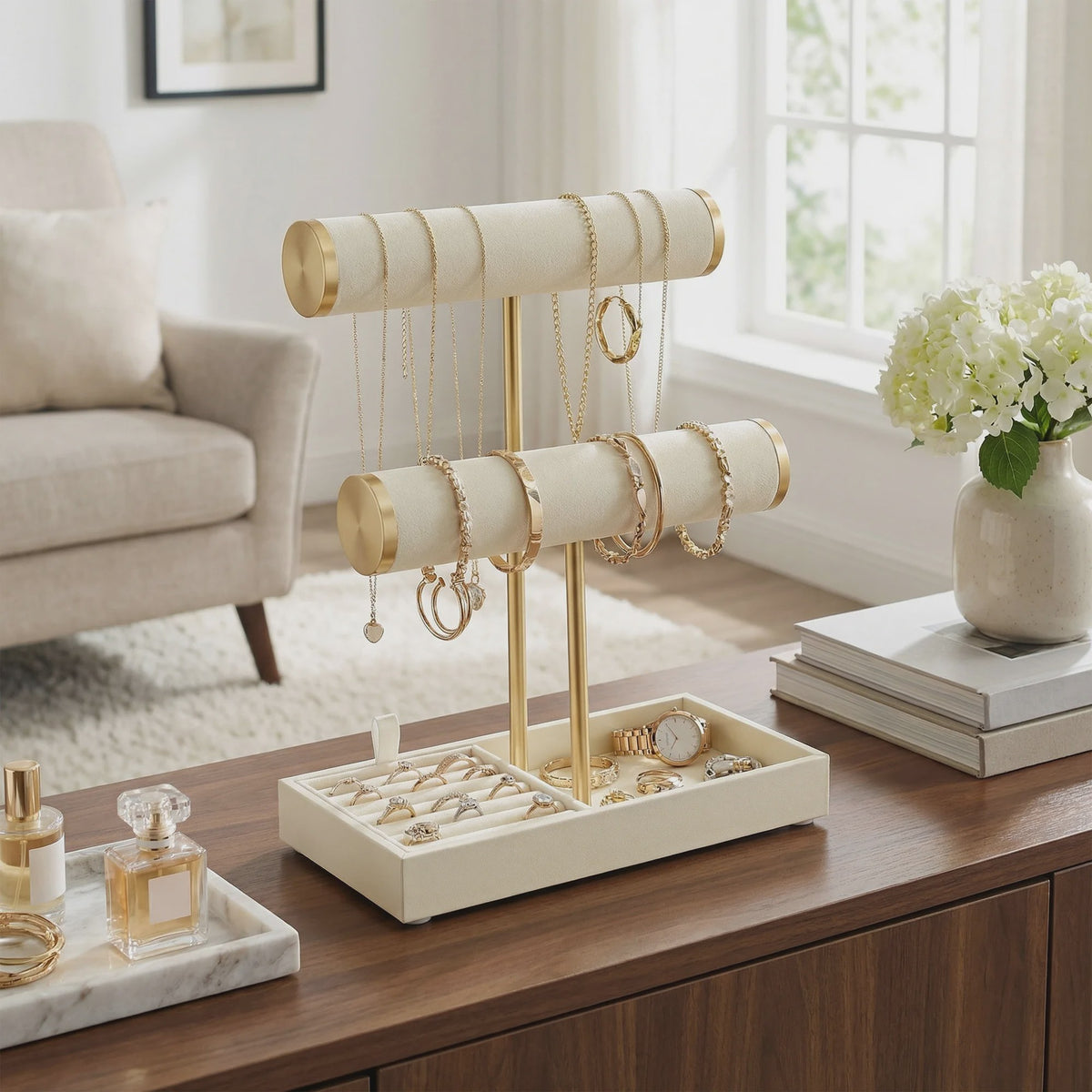SONGMICS Sieraden Organizer met 3 etages en fluwelen afwerking