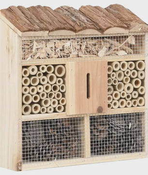 Houten Insectenhotel 30x10x30 cm - Natuurlijk Verblijf voor Bijen en Vlinders