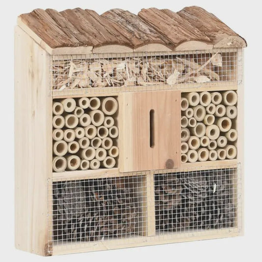 Houten Insectenhotel 30x10x30 cm - Natuurlijk Verblijf voor Bijen en Vlinders