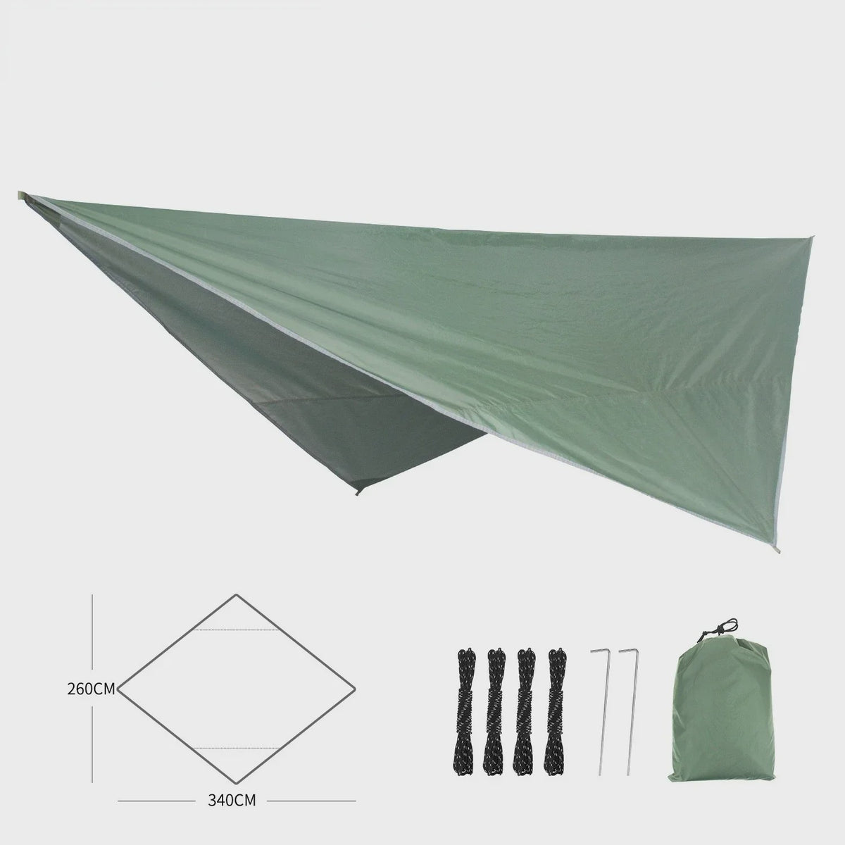 Waterdichte Tarp 340x260cm - UV-bestendig Kampeerzeil & Luifel voor Buiten