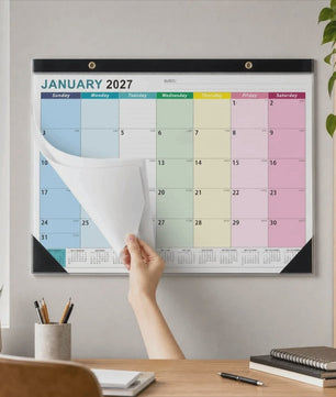 Grote Wandkalender 2027 met Dagplanning, Waterdichte Cover en Transparante Maandplanner