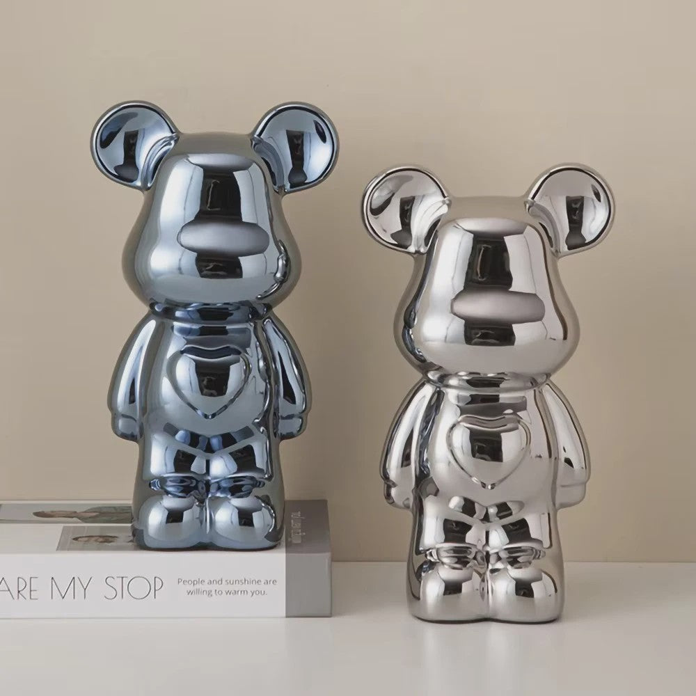 Keramische Bear Brick Beeldjes - Teddy Beer Decoratie voor Huis & Kamer (18/28 cm)