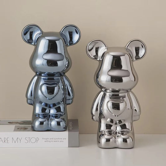 Keramische Bear Brick Beeldjes - Teddy Beer Decoratie voor Huis & Kamer (18/28 cm)