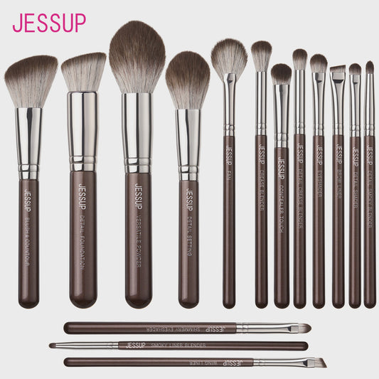 Jessup 15-delige Vegan Make-up Kwasten Set - Bruin - Foundation, Concealer, Poeder, Oogschaduw