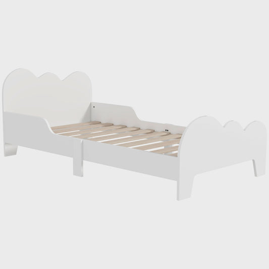 Wit Kinderbed 140x70 cm met Wolk Thema en Veiligheidsrekje