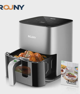 ROUNY Airfryer 5L met Touch Control, Zichtvenster en Vaatwasmachinebestendige Mand - Gezond Frituren