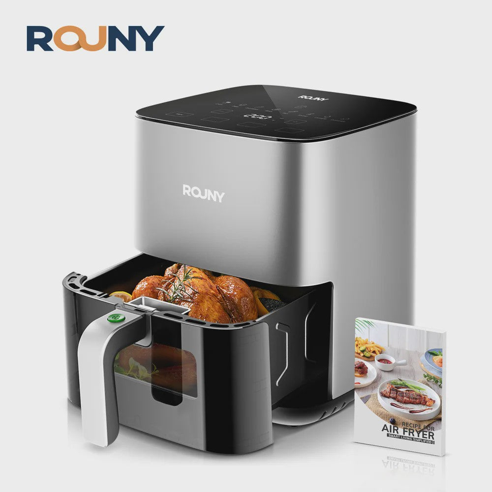ROUNY Airfryer 5L met Touch Control, Zichtvenster en Vaatwasmachinebestendige Mand - Gezond Frituren
