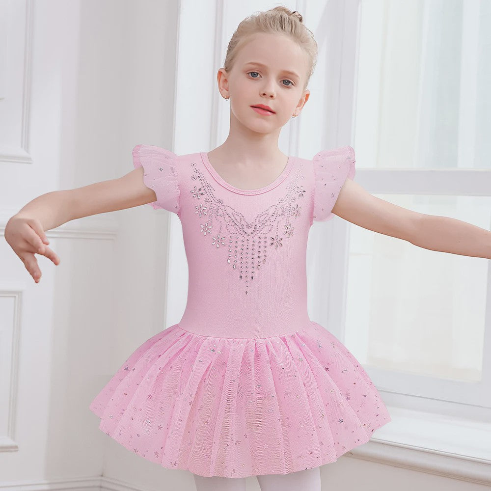 Meisjes Balletpakje met Glitter Tutu Rok & Strass Versiering - Dans & Gymnastiek