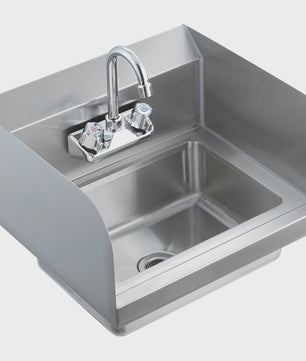 RVS Wandmontage Handwasbak met Kraan en Zijscherm - Ideaal voor Horeca, Bar, Camper & Badkamer