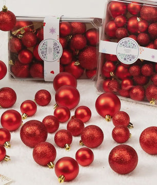 44x Kerstballen Set - Gemengde Maten 3cm/4cm - 7 Kleuren - Plastic Hangdecoratie