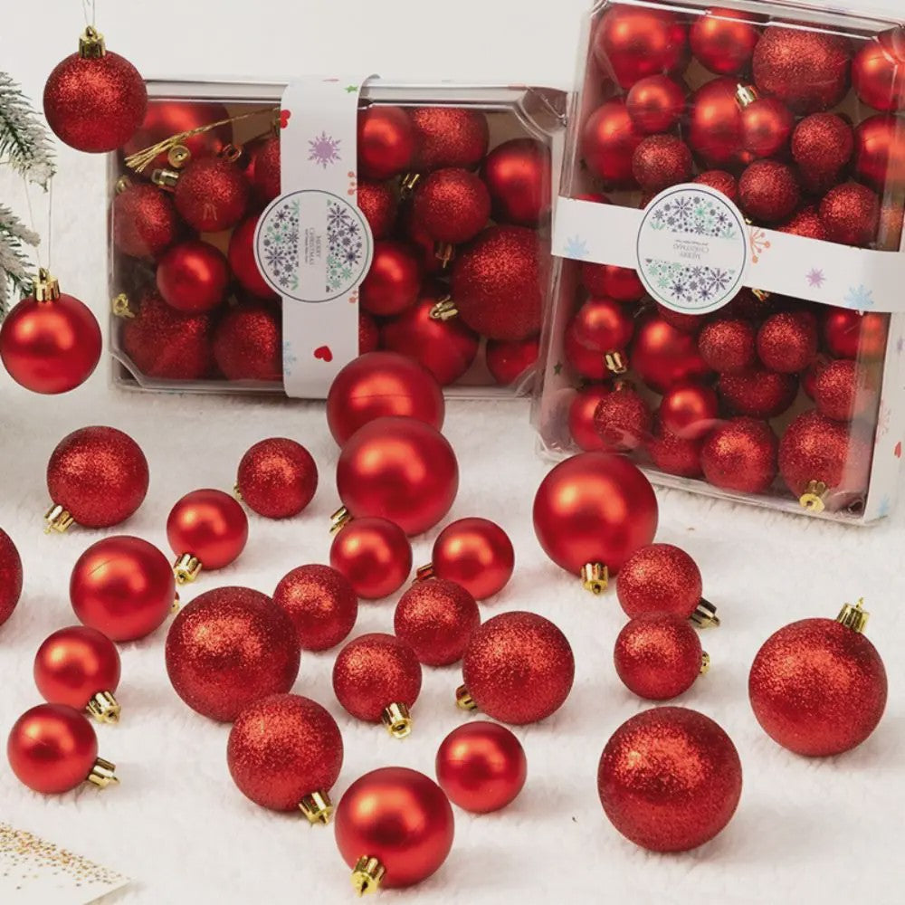 44x Kerstballen Set - Gemengde Maten 3cm/4cm - 7 Kleuren - Plastic Hangdecoratie