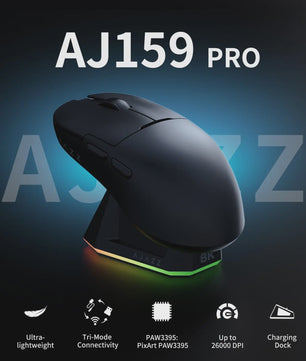 Ajazz AJ159 Pro Draadloze Gaming Muis - PAW3395 Sensor, 26K DPI, Tri-Mode Connectiviteit