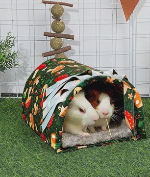Wasbare Cavia Tunnel met Gordijntjes - Knus Holletje voor Hamsters & Kleine Huisdieren