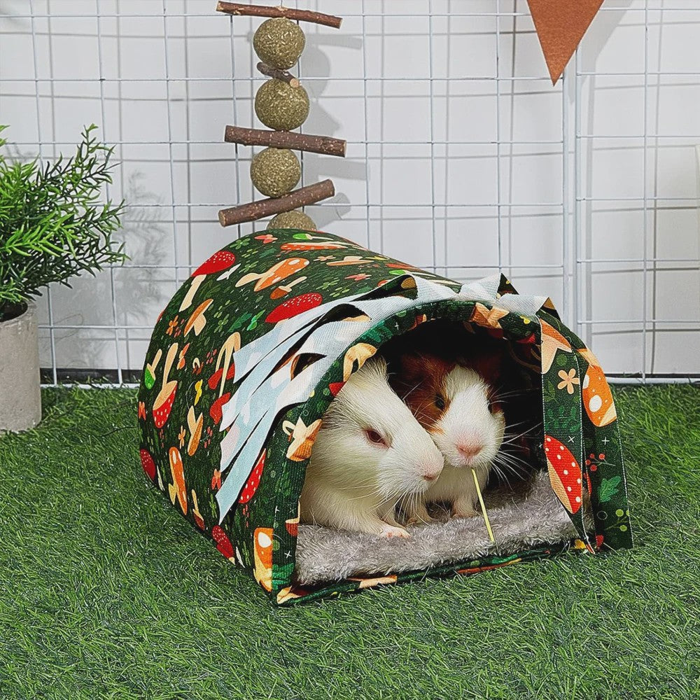 Wasbare Cavia Tunnel met Gordijntjes - Knus Holletje voor Hamsters & Kleine Huisdieren