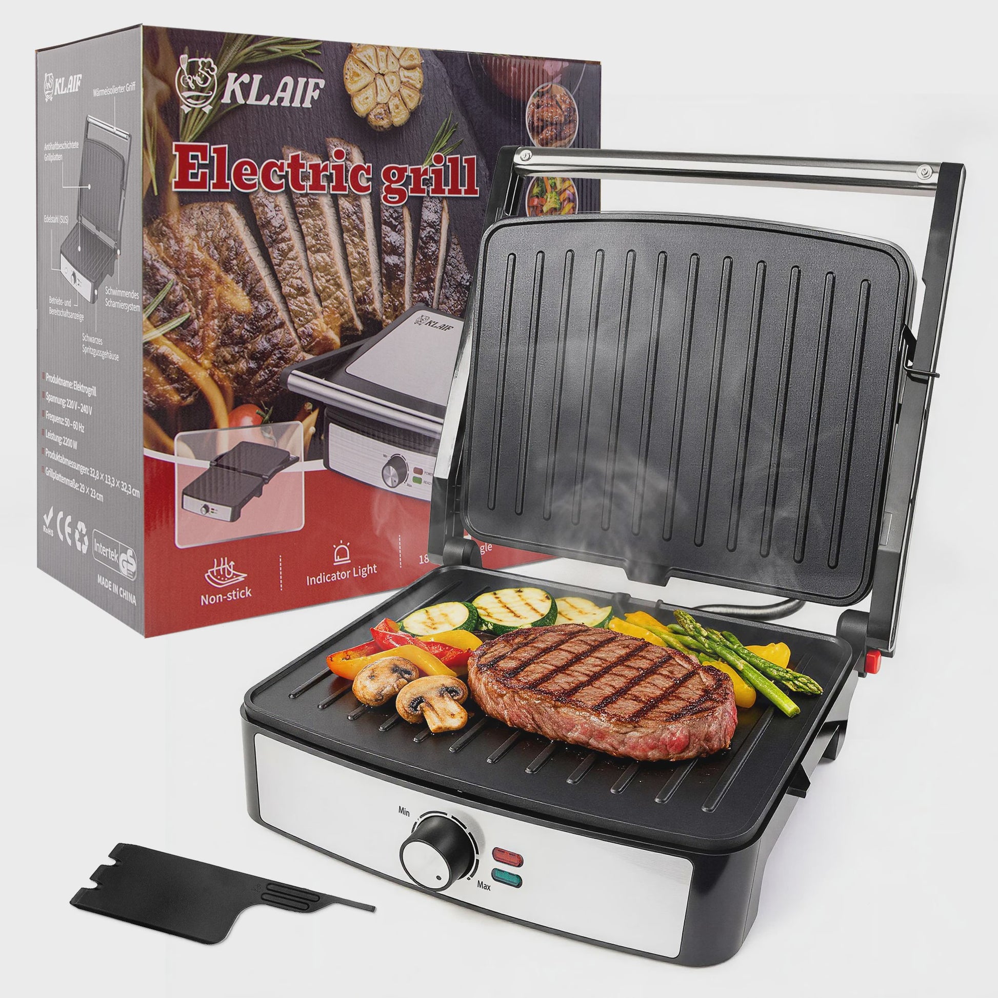 Dubbelzijdige Contactgrill 2200W - Panini Maker & BBQ met Precisie Temperatuurregeling
