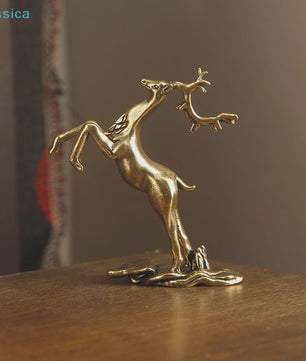Abstract Messing Hertenbeeld - Vintage Rendier Sculptuur voor Thuis & Kantoor