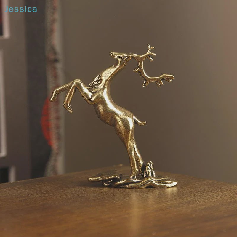 Abstract Messing Hertenbeeld - Vintage Rendier Sculptuur voor Thuis & Kantoor