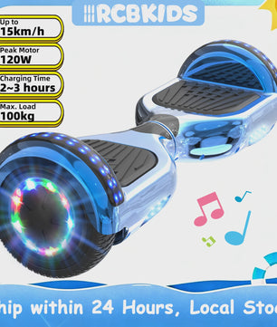 RCB Hoverboard 6.5 inch met Bluetooth Speaker en LED Verlichting - Zelfbalancerende Scooter voor Kinderen en Volwassenen