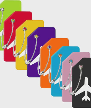 Set van 8 Siliconen Bagagelabels - Kofferlabels met Naam & Adres - Unisex Vliegtuig Reistags
