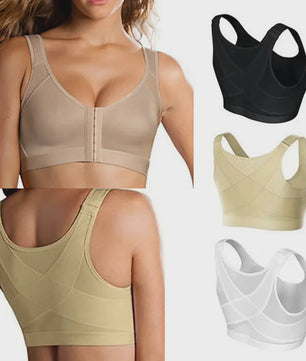 Houding Corrigerende Sport BH met Frontsluiting en Push-Up Effect - S t/m 5XL